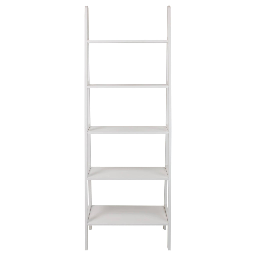 White 5-Shelf Ladder Bookcase F766