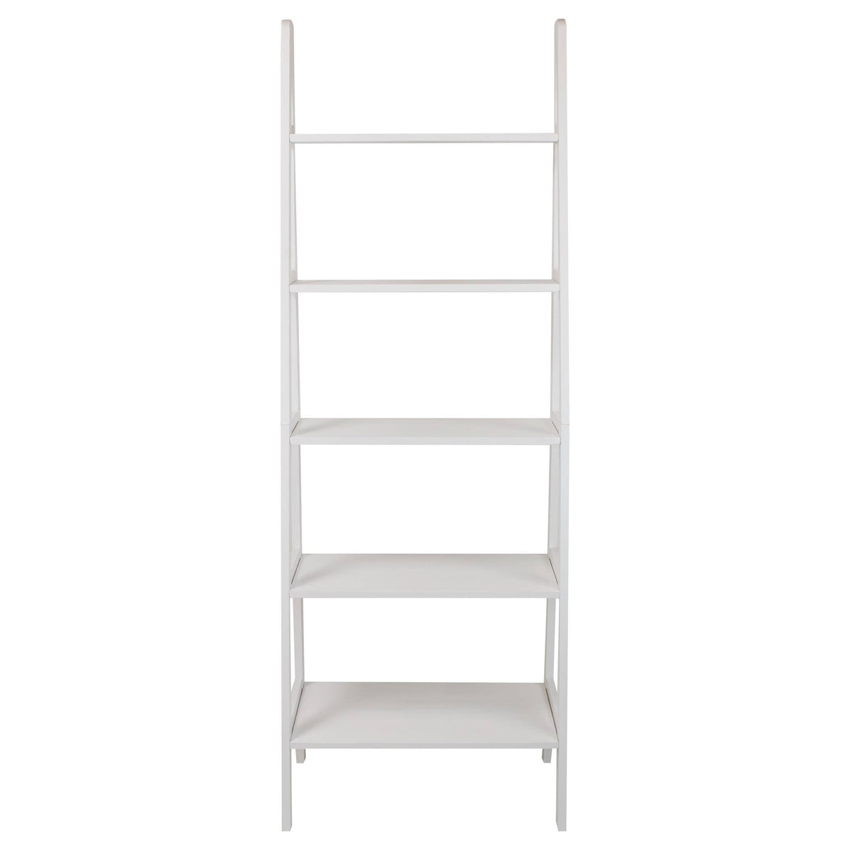 White 5-Shelf Ladder Bookcase F766