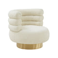 Cream Faux Shearling Swivel Chair with Gold Base M921523