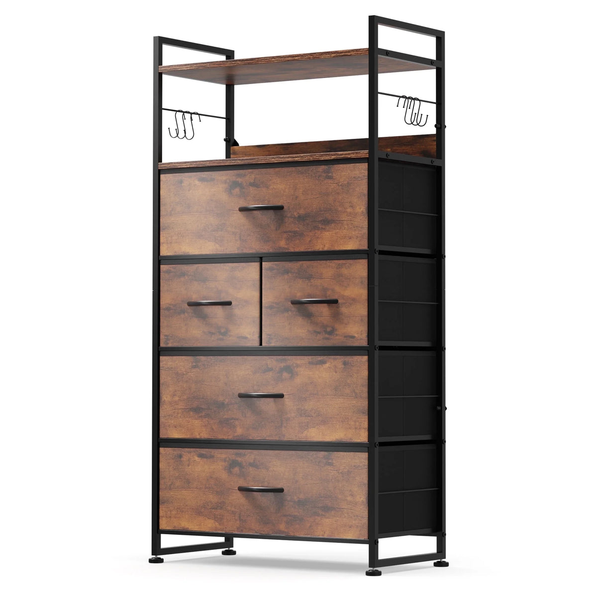White 12 Drawer Dresser with Side Pockets and Hooks S34291
