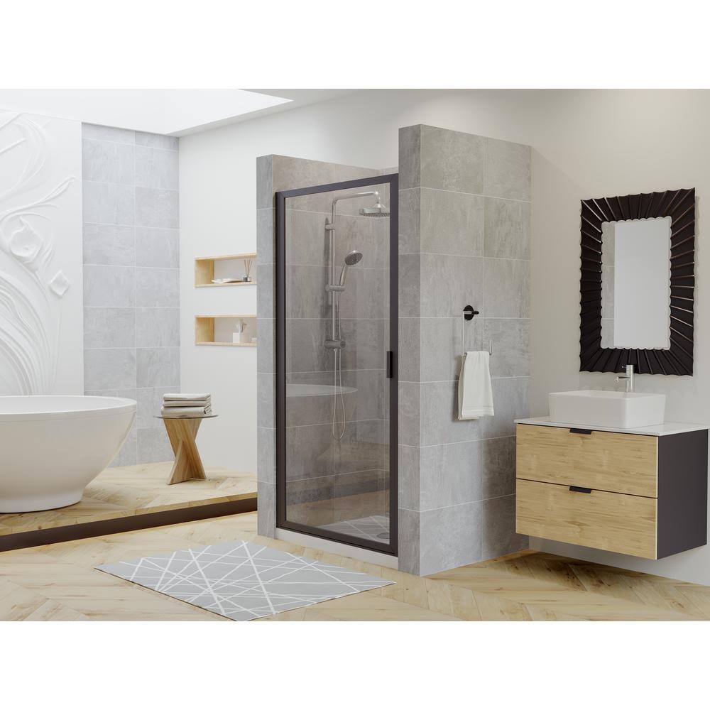 29 inch x 82 inch Framed Continuous Hinge Shower Door, Black Y56851