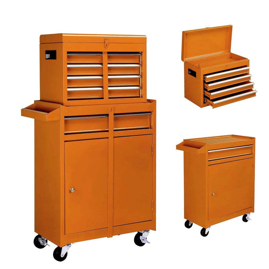 2 in 1 Steel Rolling Tool Chest, 8 Drawer, Black A681