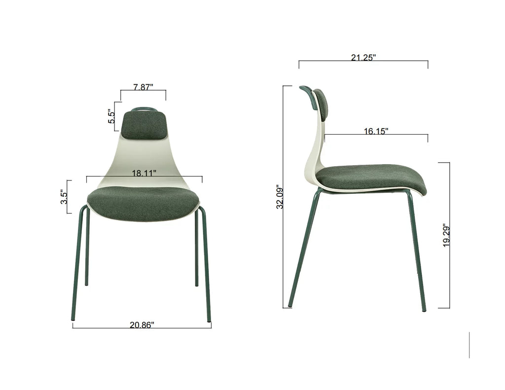Green Upholstered Dining Chair Set of 2 with Iron Legs B512188
