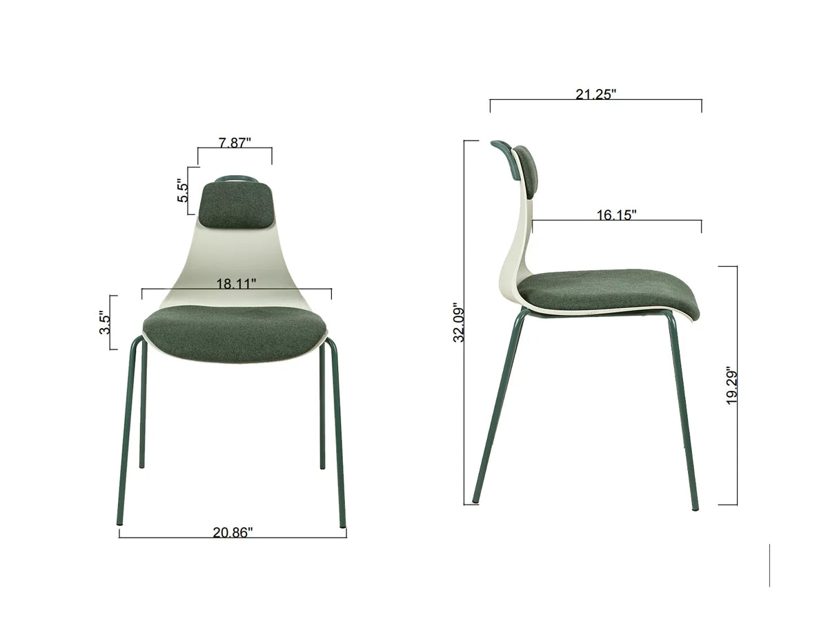 Green Upholstered Dining Chair Set of 2 with Iron Legs B512188