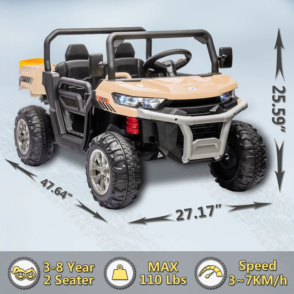 Yellow 2 Seater Kids Ride on Truck with Dump Bed and Remote Control V961
