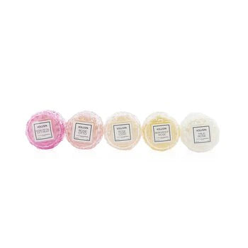 Macaron Candle Coffret: Rose Petal Ice Cream, Rose Otto, Rose Colored Glasses, Bergamot Rose, Milk Rose 5x1.8oz S9674