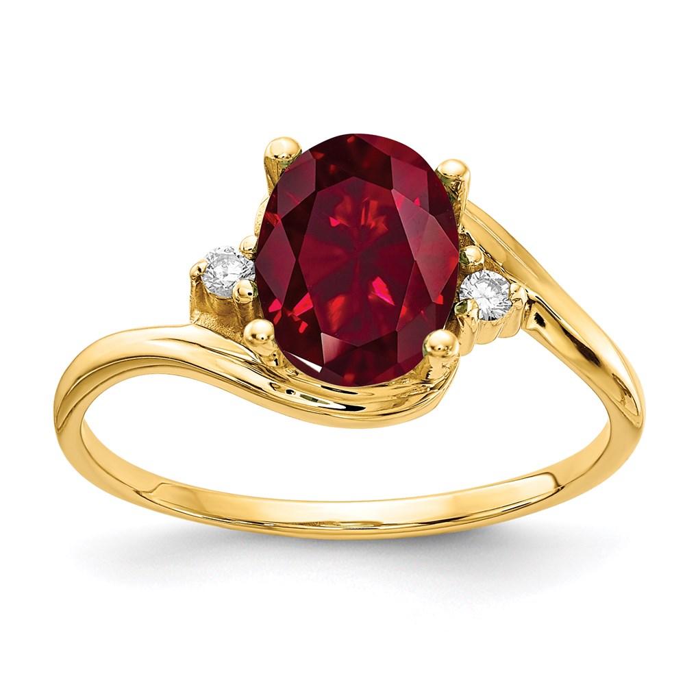 Oval Created Ruby and Diamond Ring R105055