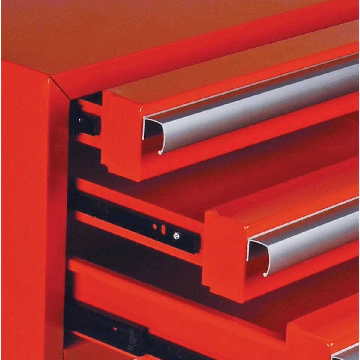 Red Compact Fridge with Built-in Tool Storage B659091