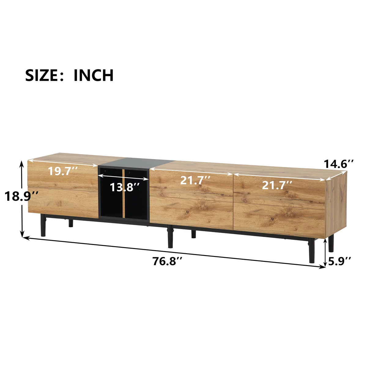 Mid-Century Modern TV Stand with 3 Doors B2737