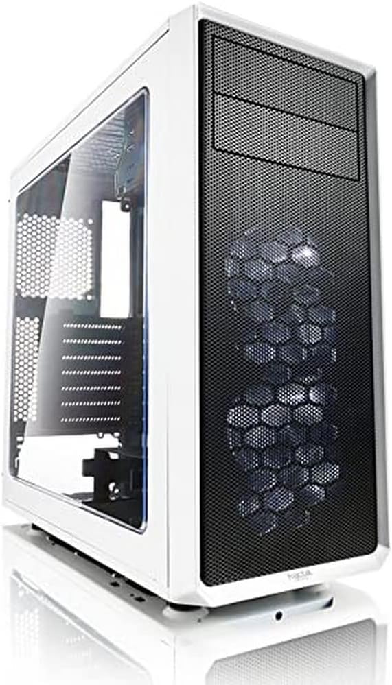 White Mid Tower Computer Case with Window Side Panel Y848
