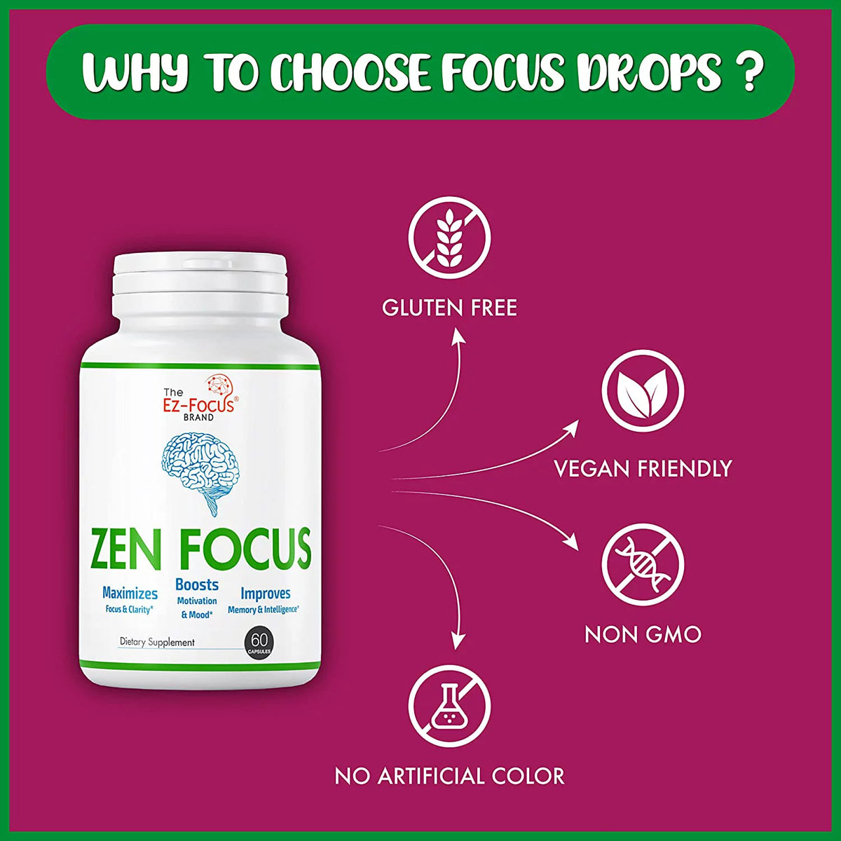 Brain Focus Supplement 60 Pills Y35492