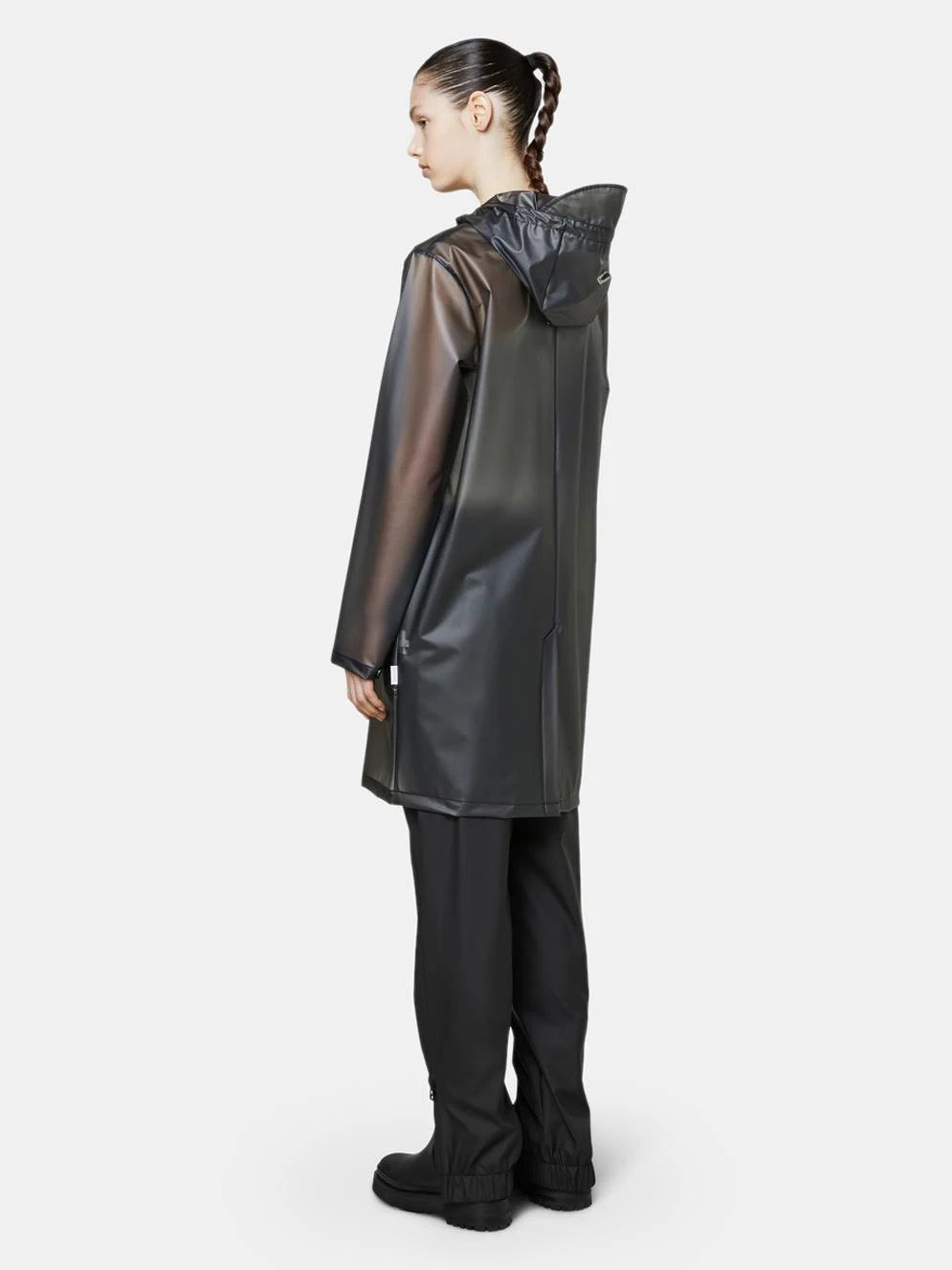 Foggy Black Hooded Coat U741