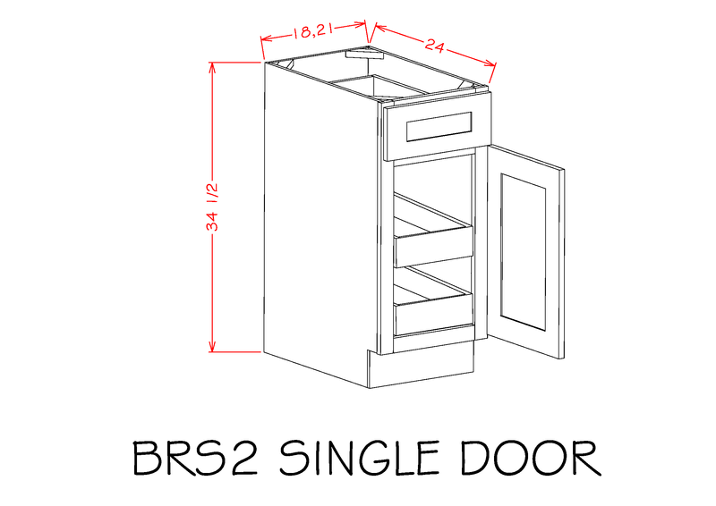 Grey 1 Door 1 Drawer Base Cabinet with 2 Rollout Shelves A777