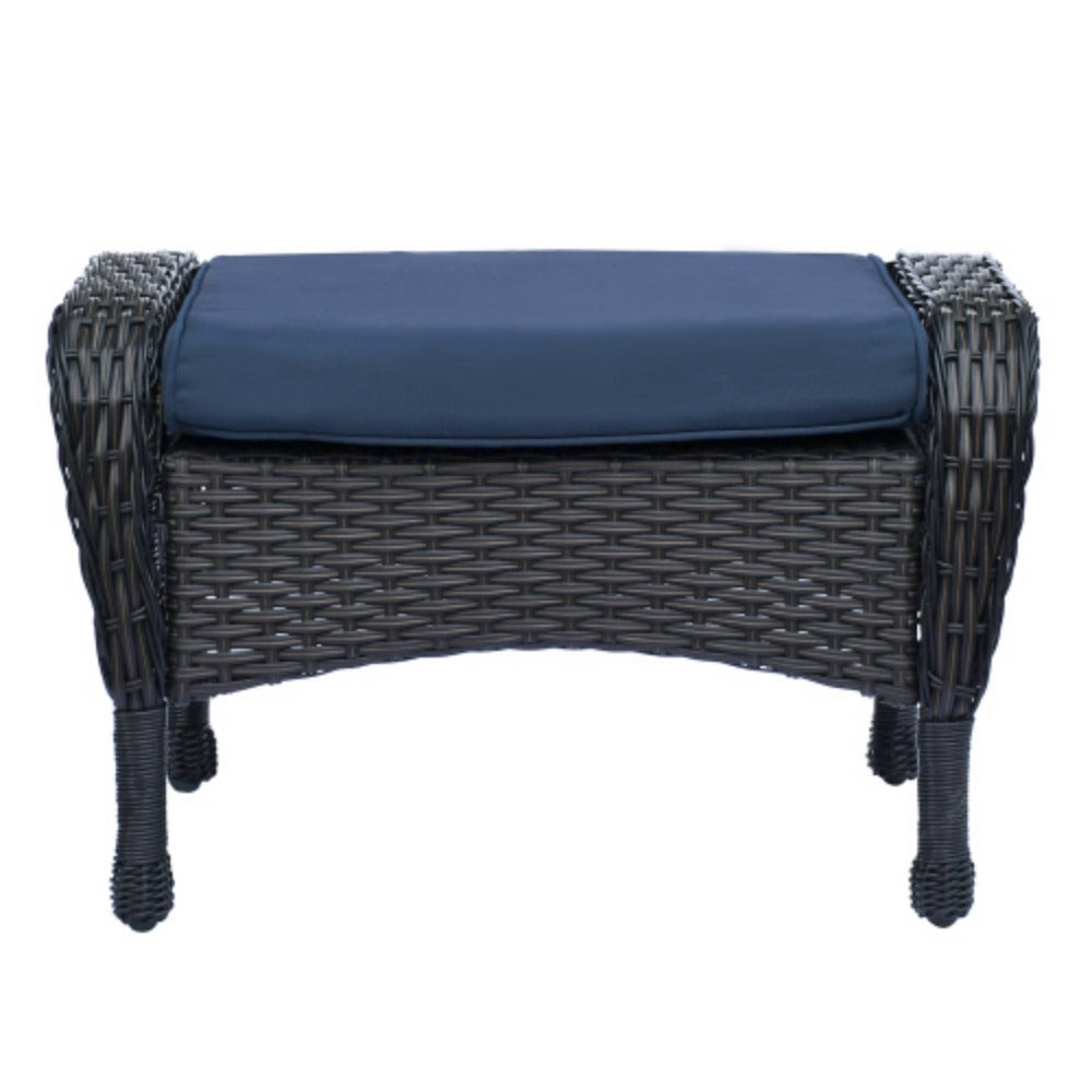 6-Piece Rattan Outdoor Conversation Set Navy Blue Metal Z6786
