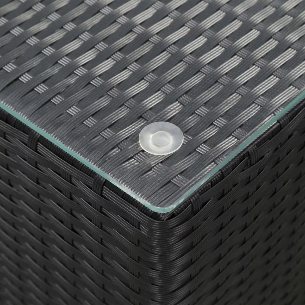 Black Poly Rattan Glass Side Table L5360