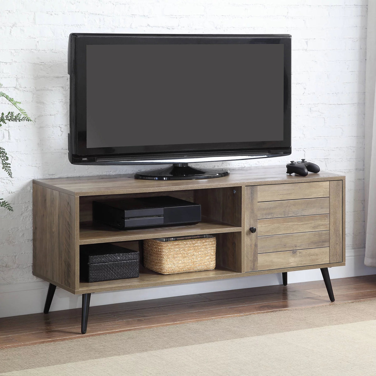 Rustic Oak Black TV Stand C109