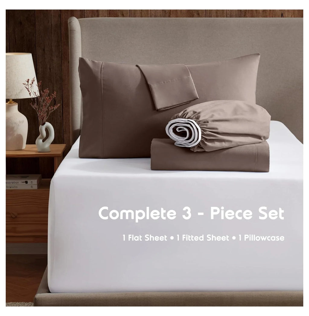 Chocolate Brown 3 Piece Twin Bed Sheets Set L721733