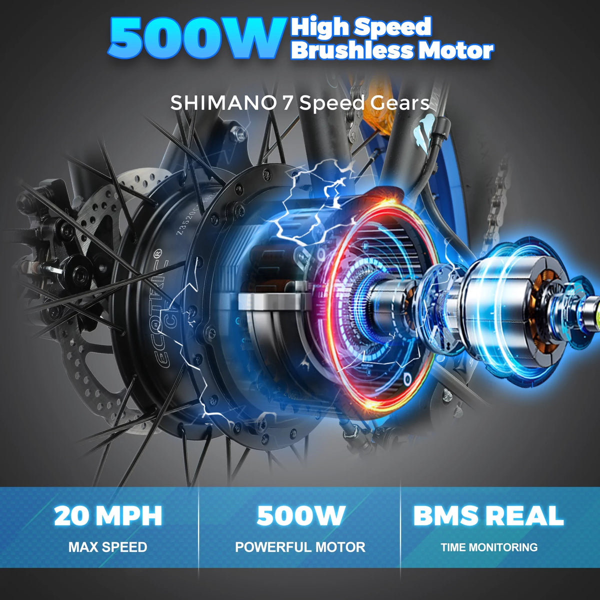 Foldable 20" 500W 36V Electric Bicycle Fat Tire Removable Battery 7 Speed D146764