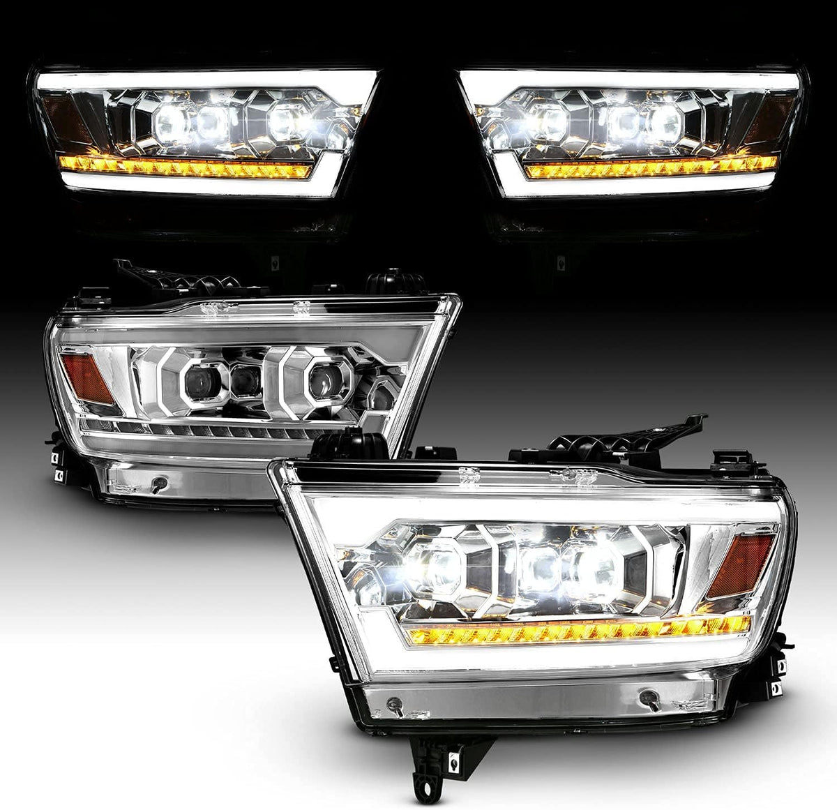 Chrome Projector Headlight Set for Dodge Ram 1500 Pickup R9406