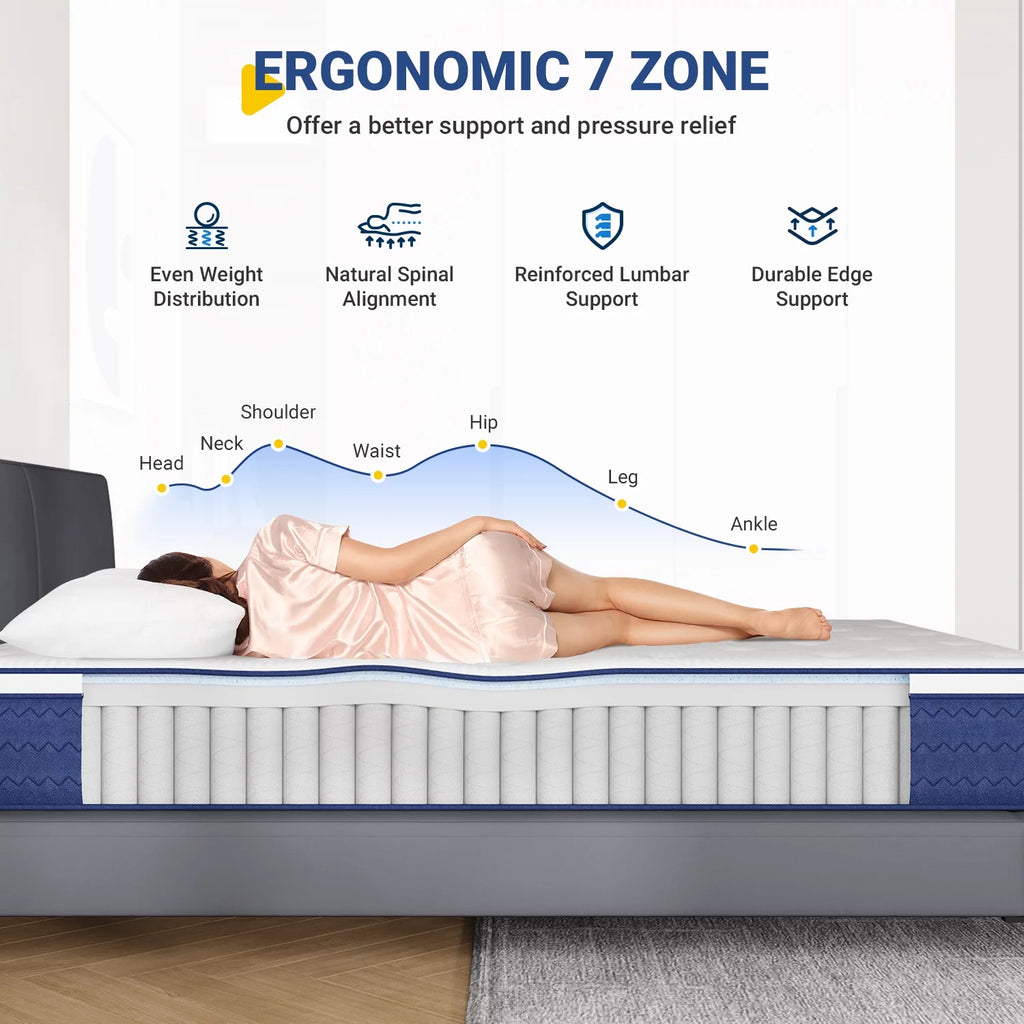 12" Gel Memory Foam and Pocket Spring Hybrid Queen Mattress F412570