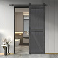 20 in x 84 in Elephant Gray Solid Wood Barn Door with Sliding Door Hardware Kit J2855