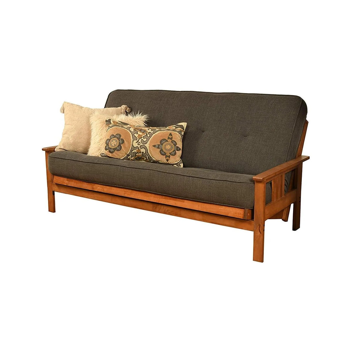 Boldly Bohemian Futon Frame with Linen Charcoal Mattress Z1981