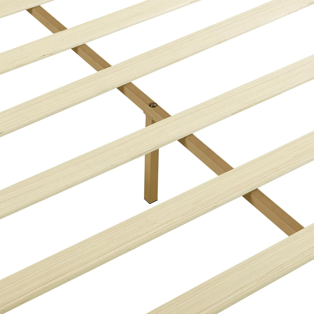 Natural Bamboo Queen Platform Bed Frame With Headboard Y583440