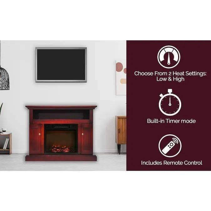 Cherry Electric Fireplace with Entertainment Stand V490566