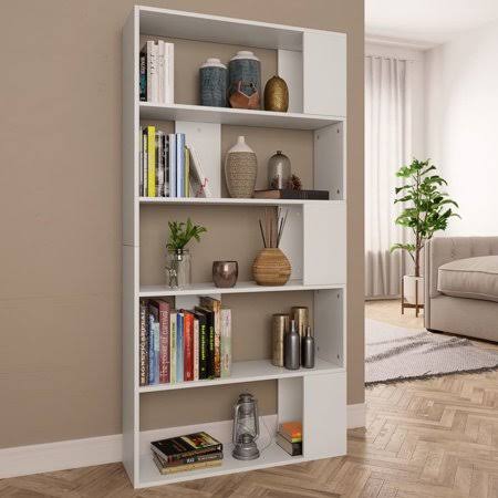 White Chipboard Book Cabinet Room Divider 31.5 inch x 9.4 inch x 62.6 inch K258340