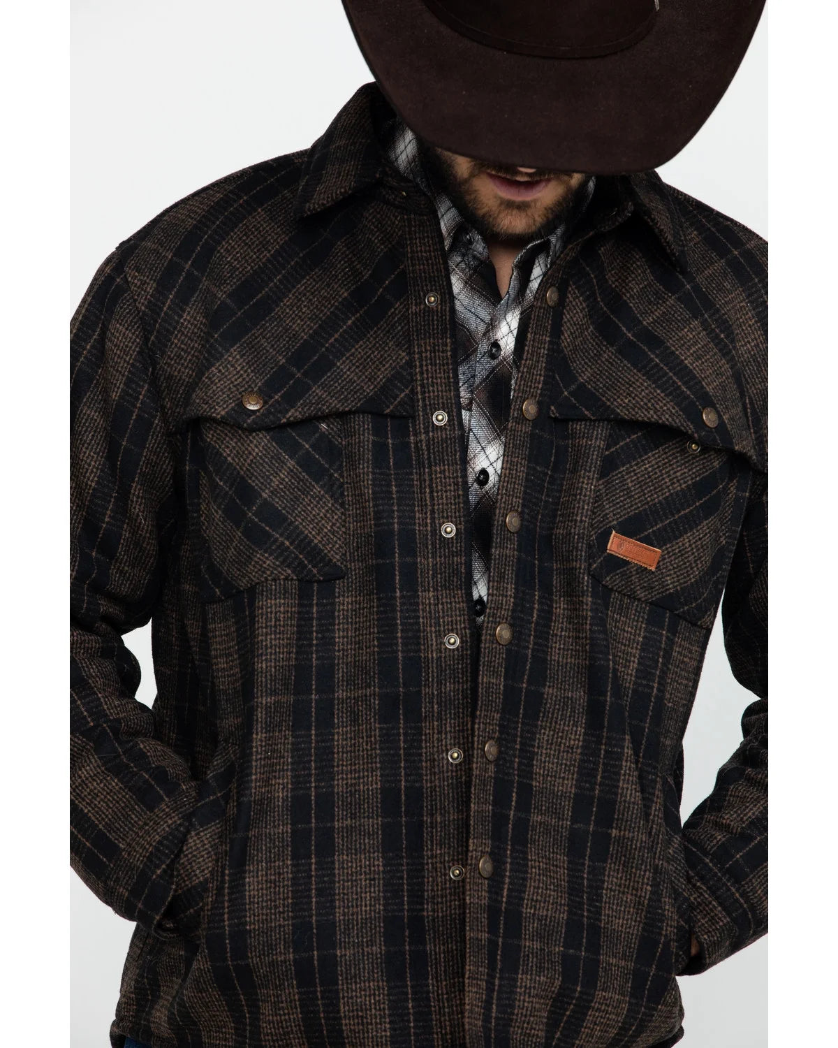 Brown Large Snap-Front Jacket P858