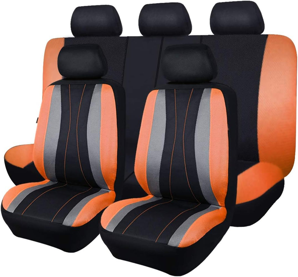 Faux Leather Air Mesh Breathable Car Seat Covers Full Set H78132