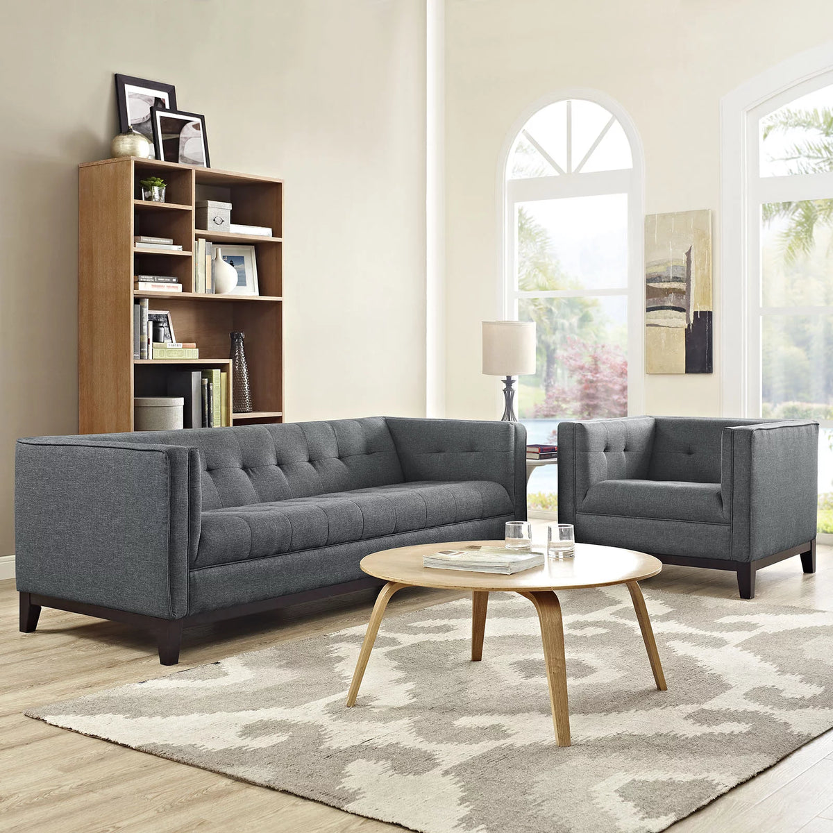 Grey Fabric Sofa Set of Two U416
