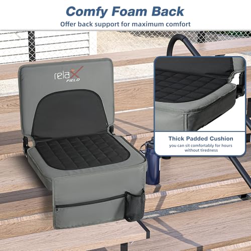 Folding Stadium Chair with Back Support and Cup Holder O3467