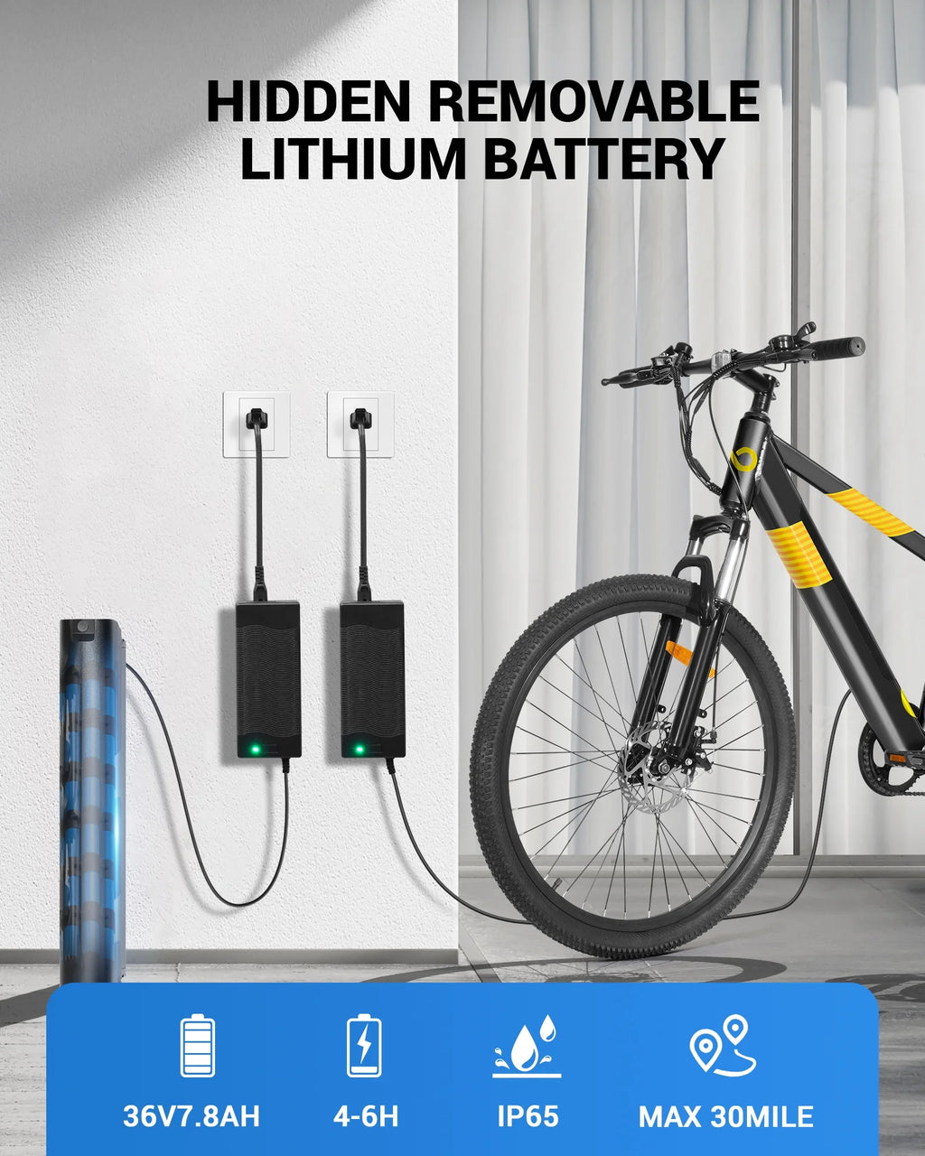 350W 26 Electric Mountain Bike with Removable Battery V402