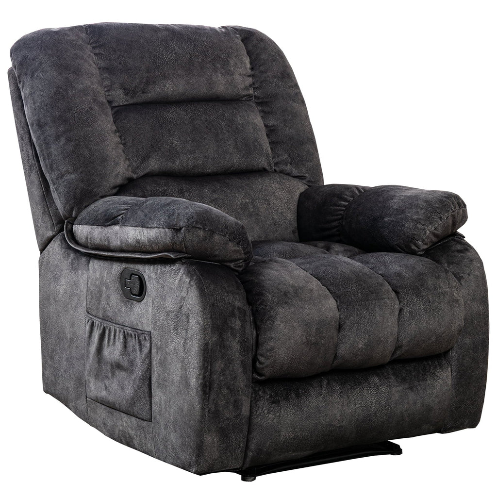 Gray Fabric Manual Recliner with Massage and Heat L74055