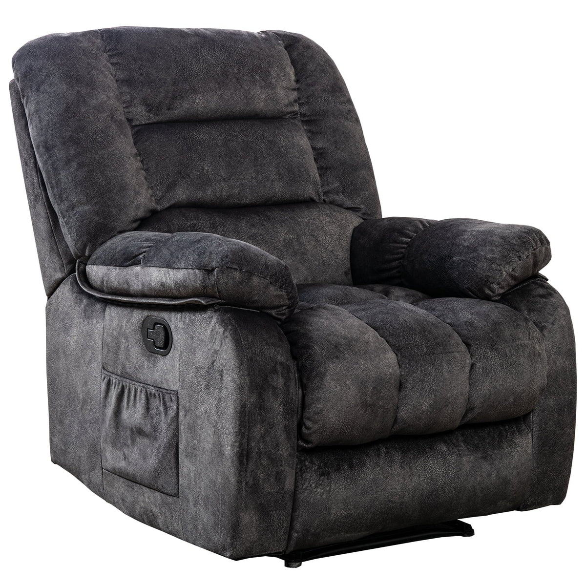 Gray Fabric Manual Recliner with Massage and Heat L74055