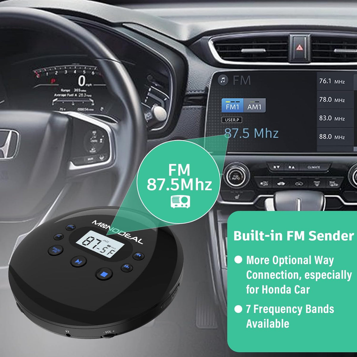 Portable CD Player with FM Transmitter E834383