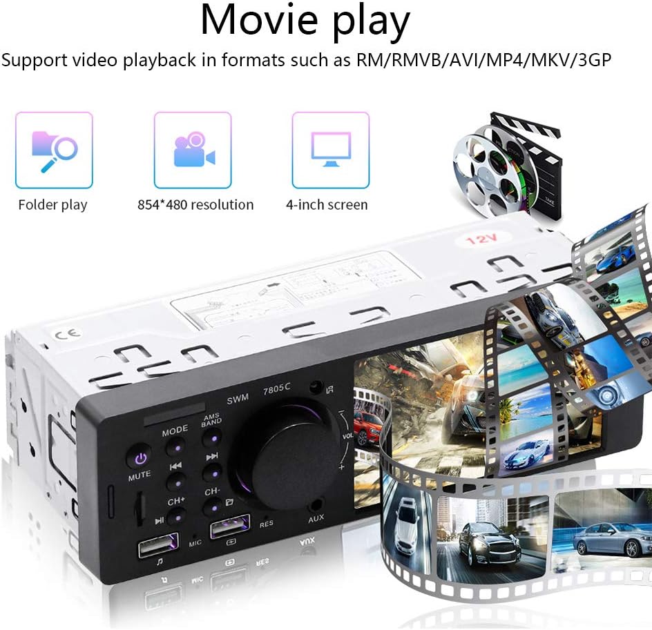 1 Din Car Radio 4.1 Inch Touch Screen Bluetooth Dual USB AUX SD D583