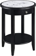 Mahogany Faux Marble End Table with Drawer V23418