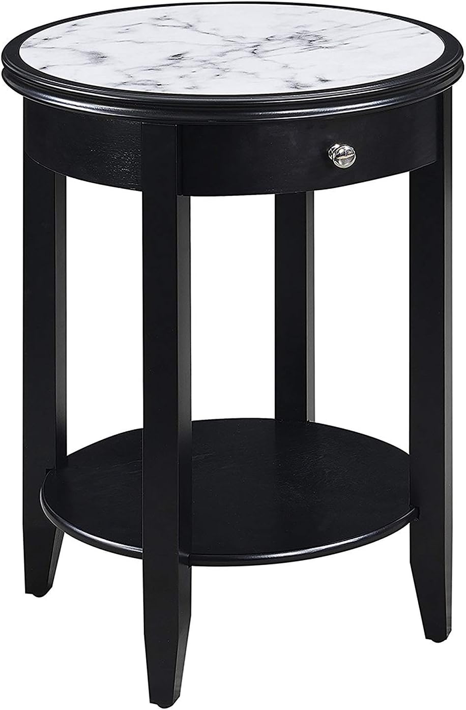 Mahogany Faux Marble End Table with Drawer V23418