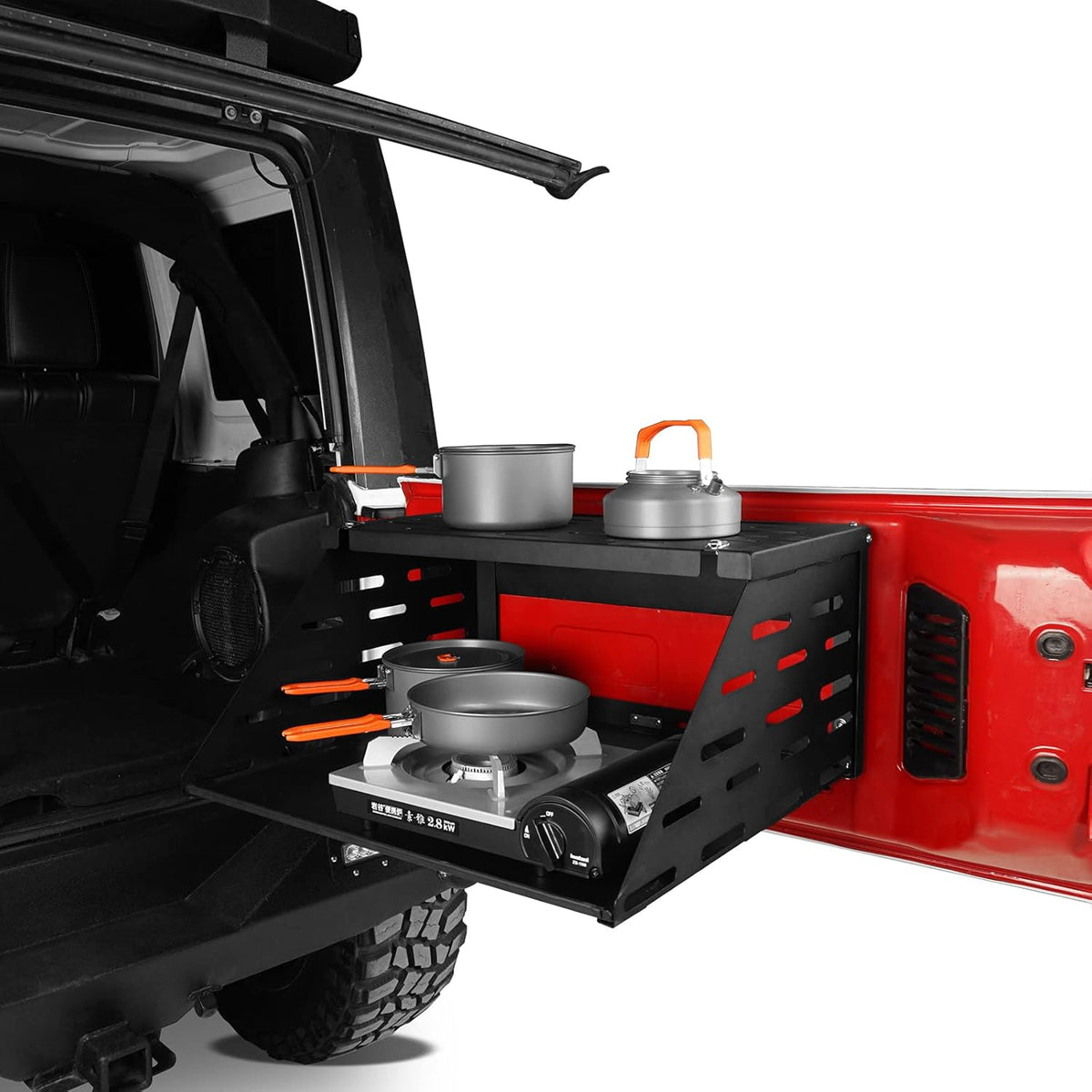 2-Tier Foldable Tailgate Table Camping Cargo Shelf Q4710