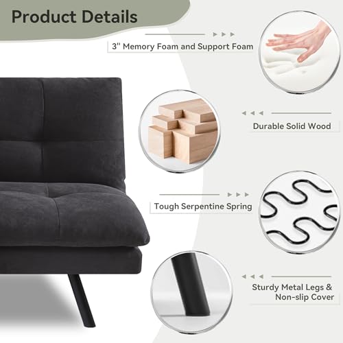 Vintage Brown Faux Leather Convertible Futon Sofa Bed Y503