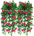 Pack of 4 Artificial Hanging Bougainvillea Silk Plastic Flower Vines Faux Plant (Fuchsia) I792057