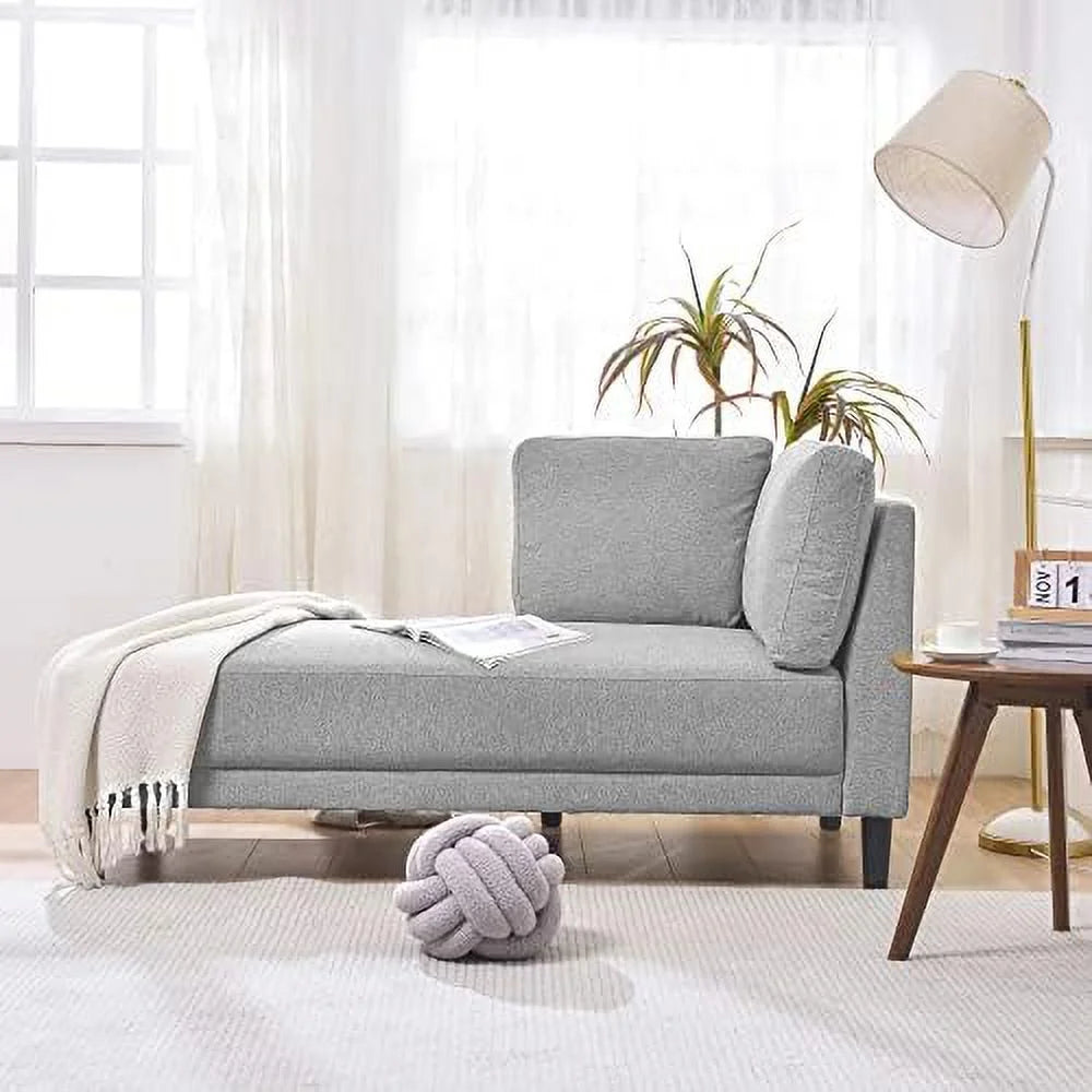Black Velvet Chaise Lounge Chair with Solid Wood Legs C697498