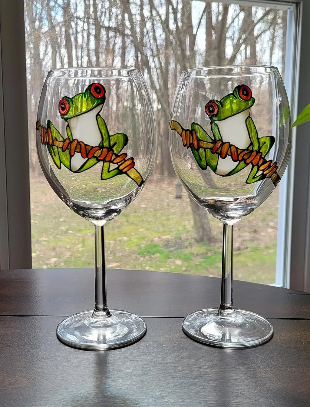 Hand Painted Stemmed Wine Glasses Set Of 2 P740173