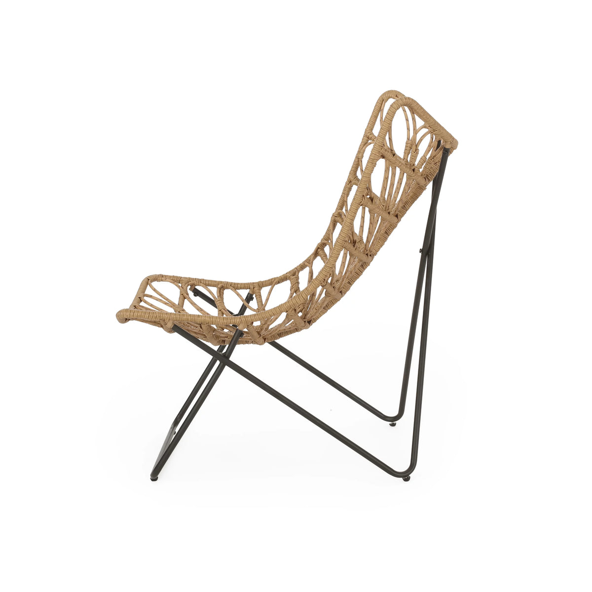 Light Brown and Black Wicker Accent Chairs Set of 2 R7273