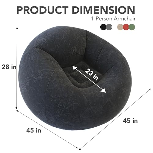 Black Inflatable Bean Bag Chair N770362