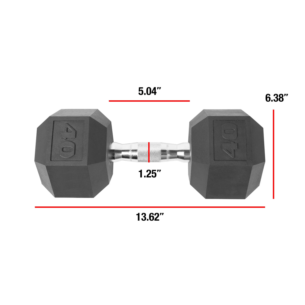 40 lbs Coated Hex Dumbbell U850