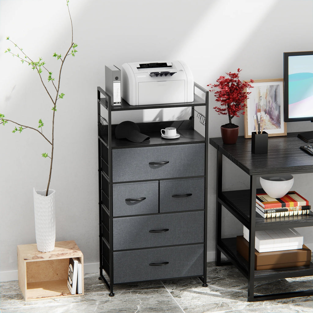 White 12 Drawer Dresser with Side Pockets and Hooks S34291