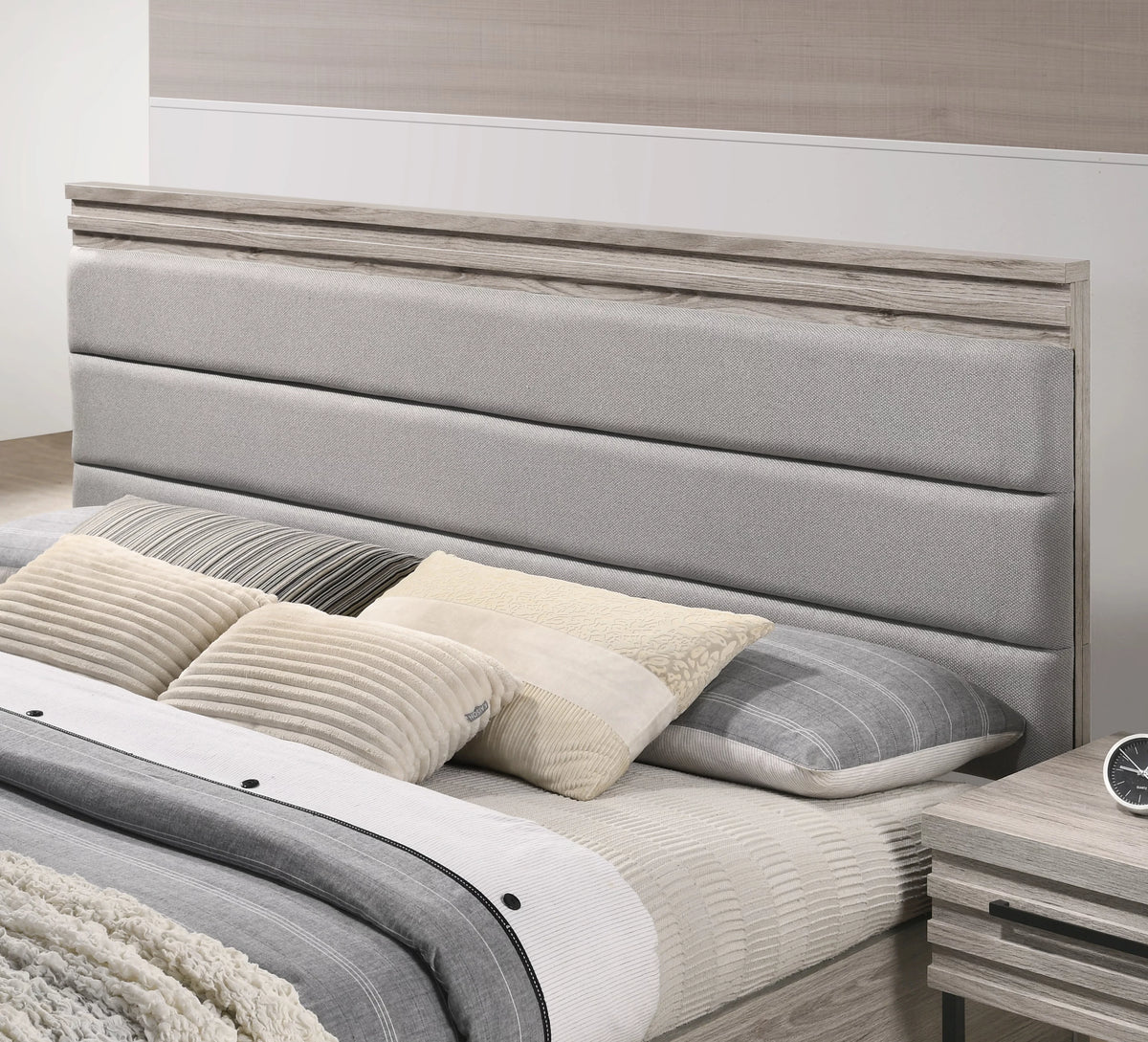 King Upholstered Wood Wallbed Bed with 2 Nightstands C1234